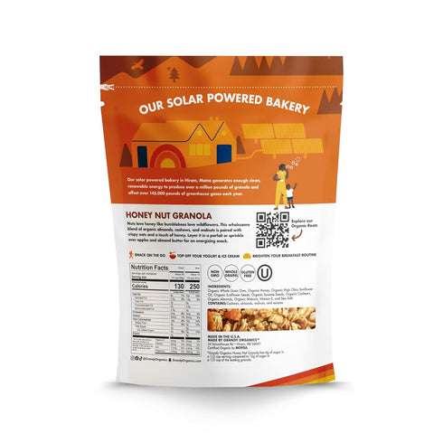 2 Pack 2 Grandy Organics Honey Nut Gluten Free Granola - Certified Organic, Non-GMO, Lower Sugar, Family Value Size