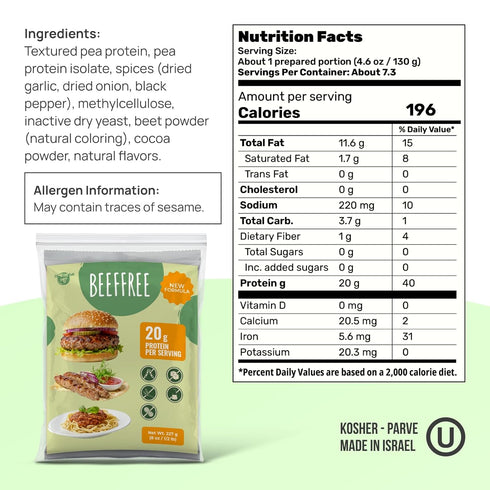 ~2 lb 227g Creative Pea Beef-Style Mix | Makes from | Shelf-Stable Vegan Protein | Just Add Water & Oil | Easy Burgers