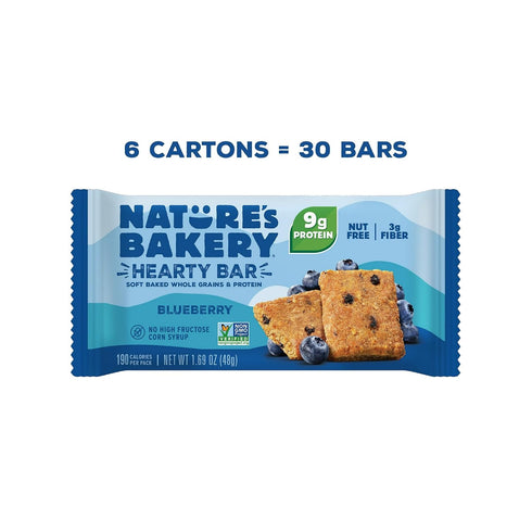 30 Count Natures Bakery Hearty Bars Blueberry, Whole Grains, Dairy-Free, Snack Bar