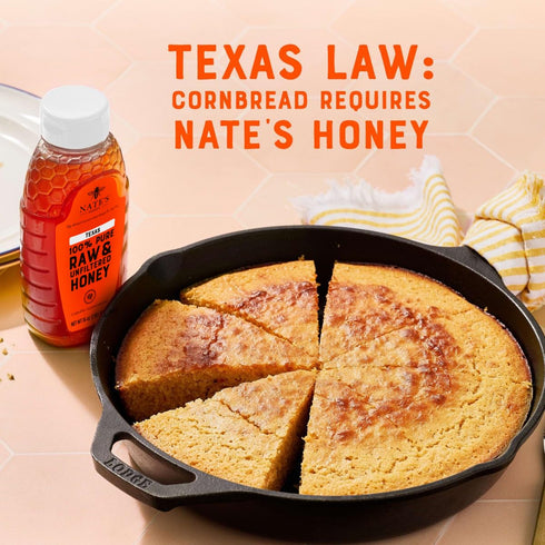 100% 16 oz. Nate's Texas Pure, Raw & Unfiltered Honey - Squeeze Bottle - All-natural Sweetener