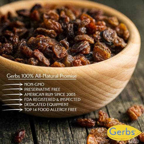 2 lbs. 14 Gerbs Dried Raisins | Unsulfured, No Artificial Additives, Resealable Bag | Naturally Sweet & Plump | Top