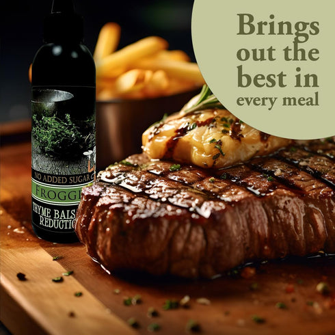 Froggit Castillo de Pinar Thyme Balsamic Vinegar Reduction 150ml, Non GMO, No Sugar Added