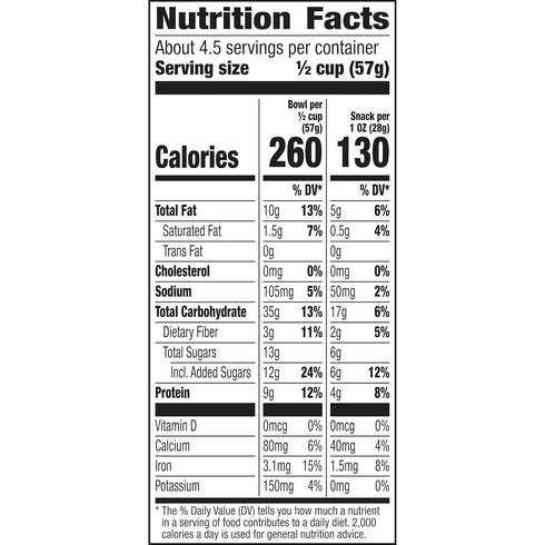 9 oz (Pack 2) Cascadian Farm Organic Honey Cashew Granola, Protein Granola, Non-GMO, Resealable Pouch