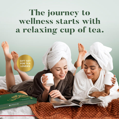 Uncle Lee’s Organic Tea Variety Gift Set, Wellness Collection with 8 Teas (6 Bags Each) in Premium Gift Box