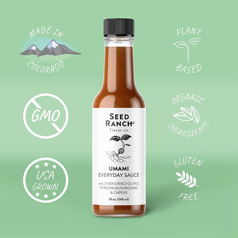 3 Pack Seed Ranch Hot Sauce Variety Bundle, - Umami Everyday Sauce, Thai Green, Smoked Jalapeno - Mild to Medium Heat