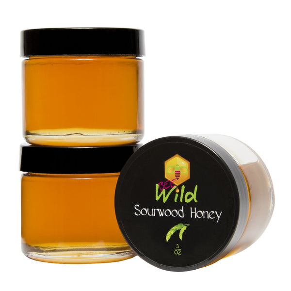 Bee Wild 100 % Pure Raw Organic Unfiltered Honey - Sourwood, 3 ounce Pack