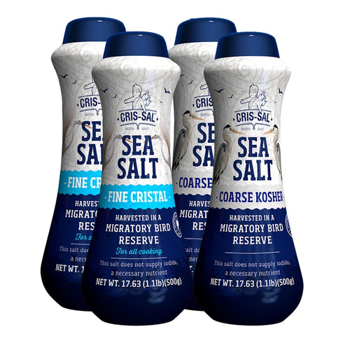 CRIS-SAL Gourmet Kosher Sea Salt, 17.63oz + Gourmet Fine Cristal Sea Salt 17.63oz
