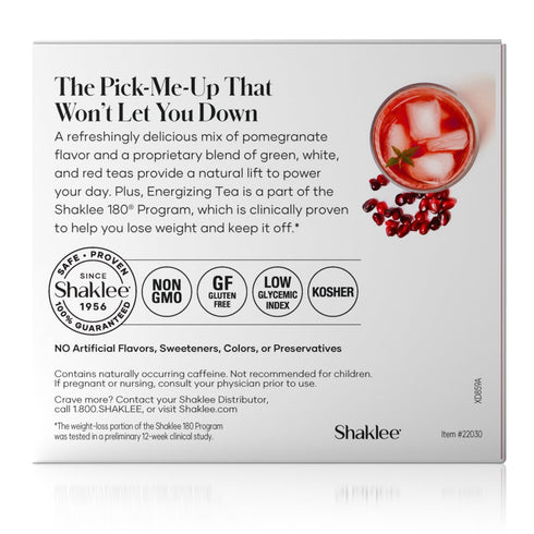 Packets 28 Shaklee Energizing Tea Pomegranate Flavor - Antioxidant-Rich Blend of Green, White, and Red Teas for Gentle