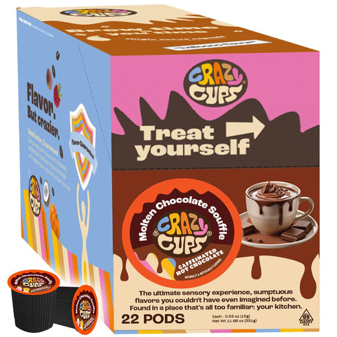 Crazy Cups Caffeinated Hot Chocolate, Molten Chocolate Souffle Pods For Keurig K