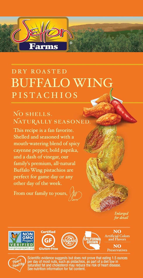 5 Oz Buffalo Wing Seasoned Shelled PIstachios Kernels - No Shells Dry Roasted No Shell Pistachios, Dry Roasted, Non-GMO