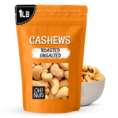 Oh! Nuts Cashews Roasted Unsalted - 1 lb - Roasted Unsalted Cashews