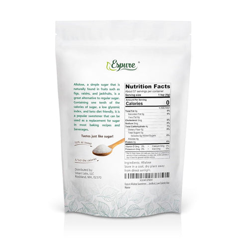 Espure 8oz Allulose Sweetener, Plant based, Sugar Substitute, Low Calorie, Gluten Free, Non-GMO;