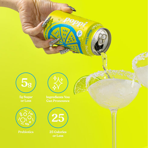 12 Poppi Lime Ginger Prebiotic Soda, Fz