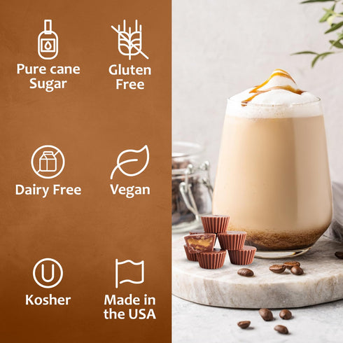 25.4 oz Syruvia Coffee Syrup, Peanut Butter Cup Flavored Syrup for Drinks, Lattes, and Desserts fl