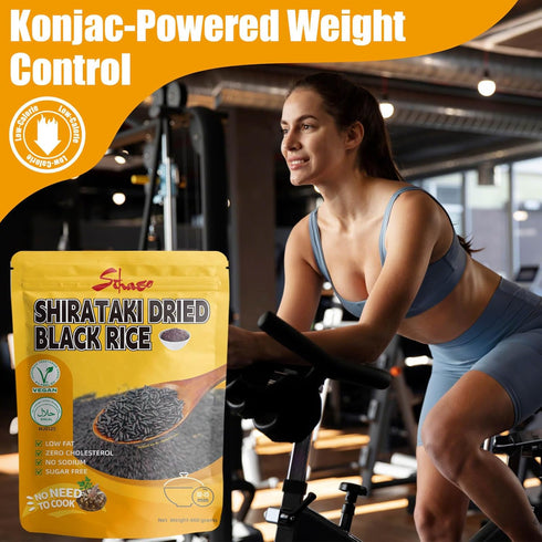 16.2oz Shirataki Konjac Dried Black Rice - No-Cook Instant Black Rice, Keto Friendly Low-Carb Meal Alternative, Low GI