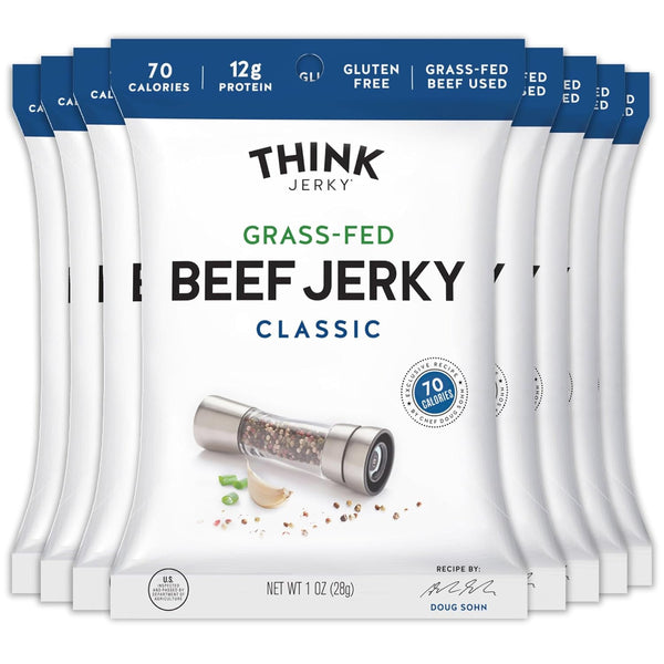Think Jerky Classic Beef Jerky, Grass-Fed High Protein Beef, Gluten Free, No