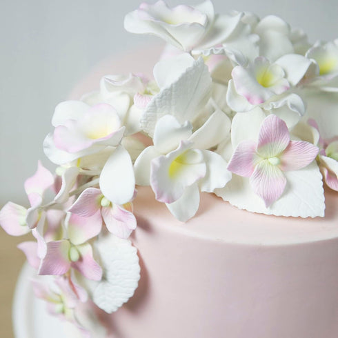 15 Count Global Sugar Art Hydrangea Leaves Sugar Cake Flowers White Mix of Large Medium and Small, by Chef Alan