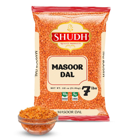 Shudh Masoor Dal, Split Red Lentil 7lbs ~ All Natural | Vegan