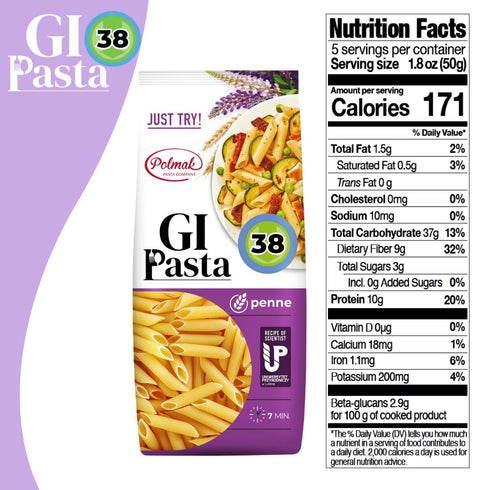 6-Pack (52.8 oz GI Pasta Penne, Total) | Low Glycemic, Premium Italian-Style Dry Pasta for Sauces, Bakes and Family