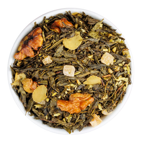 Green Walnut Green Tea with Pineapple, Coconut, Almonds & Maple - Gourmet Loose Leaf Sencha Tea, 4 Oz. Pouch