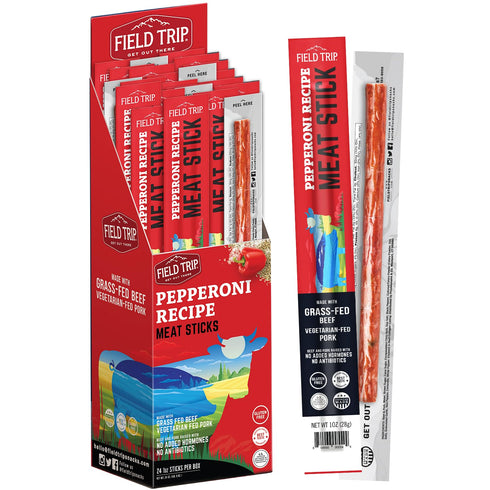 Field Trip Grass Fed Pepperoni Jerky Snack Sticks, Keto, Paleo, Gluten Free,