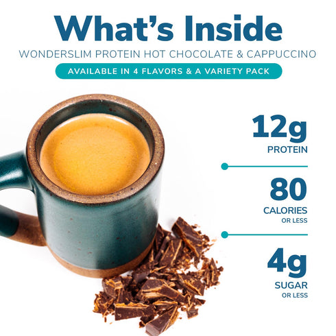 Wonderslim Protein Hot Chocolate with Marshmallows, Low Sugar, Low Carb, Keto Friendly & Gluten Free (7ct)