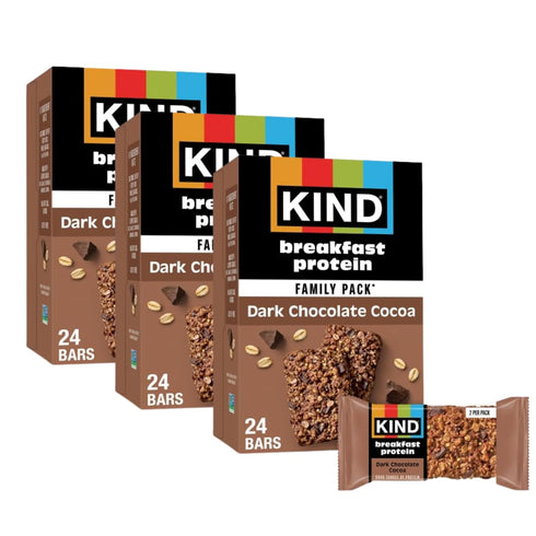 KIND Breakfast Protein Dark Chocolate Cocoa, 8g Protein, Gluten Free, 36 Count