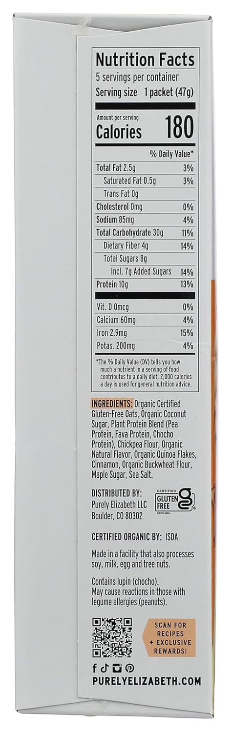7.6 Purely Elizabeth Maple Cinnamon Roll Instant Protein Oatmeal, Ounce