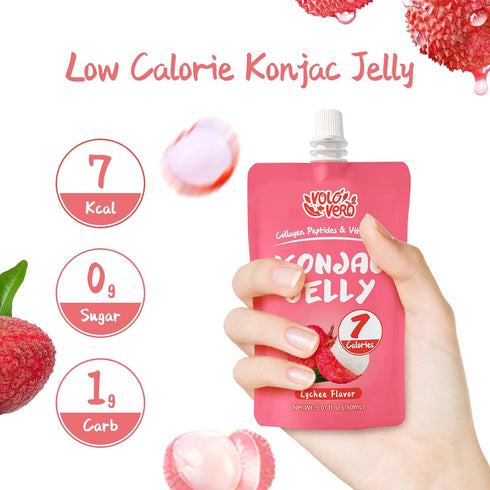 20 Packs, 0 VOLO VERO Konjac Jelly Squeeze Pouch Healthy Snacks, Low Calories, Drinkable, Gluten Free, Sugar, Keto, Low