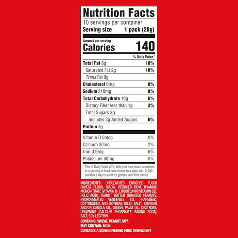 40 Packs (4 RITZ Bits Peanut Butter Sandwich Crackers, Bulk Lunch Snacks, Snack Boxes)