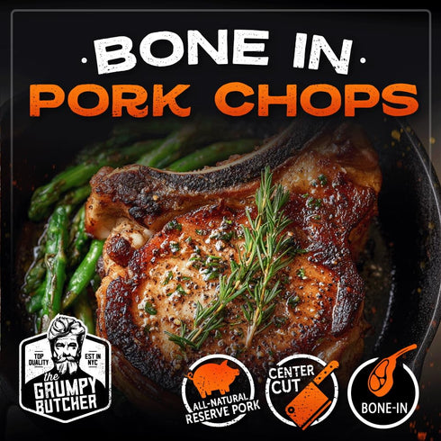 1 (6 oz) 1 (14 oz) Packages Grumpy Butcher Steak & Pork Chop Meat Gift Box Beef Top Sirloin Steak & Duroc Bone-in Pork