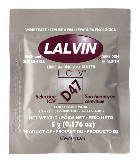 Lalvin ICV D-47 Wine Yeast, 5 grams, 3-Pack