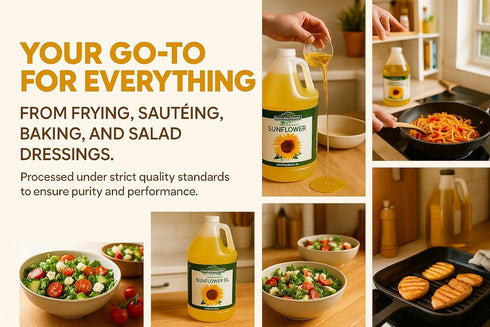 Healthy Harvest Non-GMO Sunflower Oil - Healthy Cooking Oil for Cooking, Baking, Frying & More - Naturally Processed