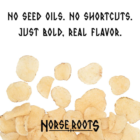 6 Pack, 5 oz Norse Roots Beef Tallow Potato Chips Viking Funeral (Cheddar & Sour Cream) Seed Oil Free Kettle Chips