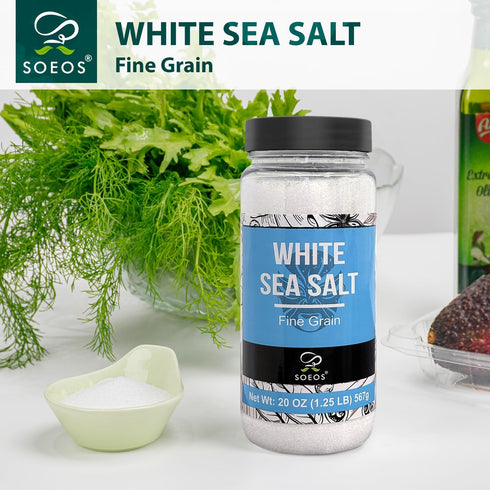 20 Oz (1.25 (Pack 1) Soeos Sea Salt, Fine Grain, Pound), Non-GMO, Nature Himalayan White Salt, Rock Salt for Grinder