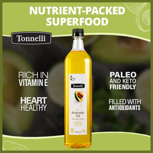 Tonnelli 1 (2 Pack) 520F Premium Cold Pressed Naturally Refined Avocado Oil, Liter | High Smoke Point | Product