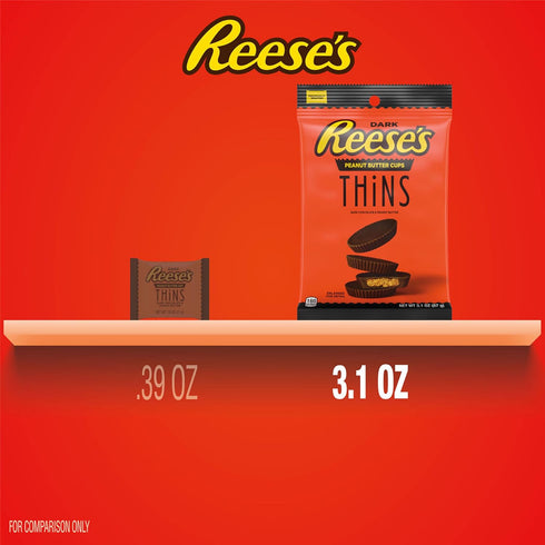 Packs, 3.1 oz (8 Count) REESE'S THiNS Dark Chocolate Peanut Butter Cups, Candy