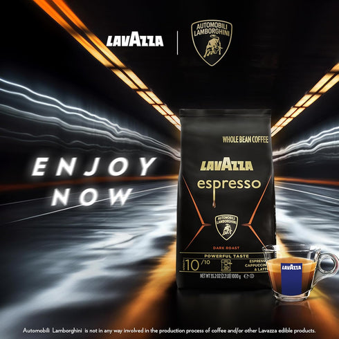 2.2 lb (Package Lavazza Espresso Whole Bean for Automobili Lamborghini, Dark Roast, Arabica and Robusta Blend, Bag May