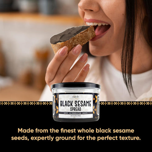 (8.8 oz, Mayde Black Sesame Paste Spread, Premium Ground Black Sesame Jam Black Sesame)