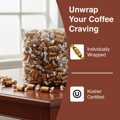Pack, 3 Coffee Rio Caff Latt Coffee Candy Bulk Pound Bag - Individually Wrapped Hard Candies Blended with Fresh Dairy