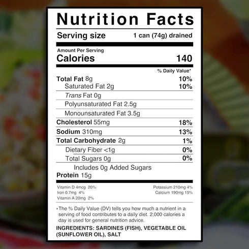 106g 3.74oz (Pack 10) 18g Packaged Grace Sardines in Vegetable Oil - of - Protein per Serving, Canned & Sardines, Low