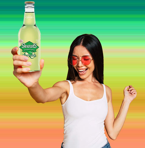 Stewart's 12 oz (6 Pack 72 Oz) Stewarts Glass Bottle Soda Total of (Key Lime Soda)