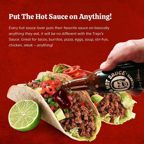 (5 oz. 1-Pack Trejo's Tacos All-Natural Hot Sauce, Bottles) Medium Heat Made From a Blend of Peppers, Zero Calories