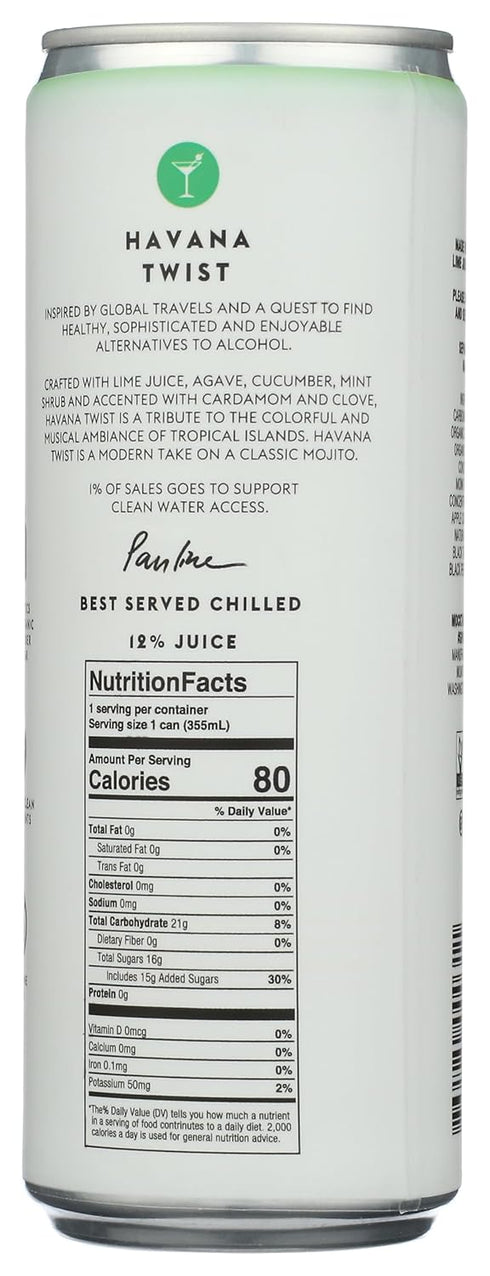 1pk 80 Mocktail Club Havana Twist Non-Alcoholic Sparkling Craft Cocktail - Calories, Non-GMO, No Artificial