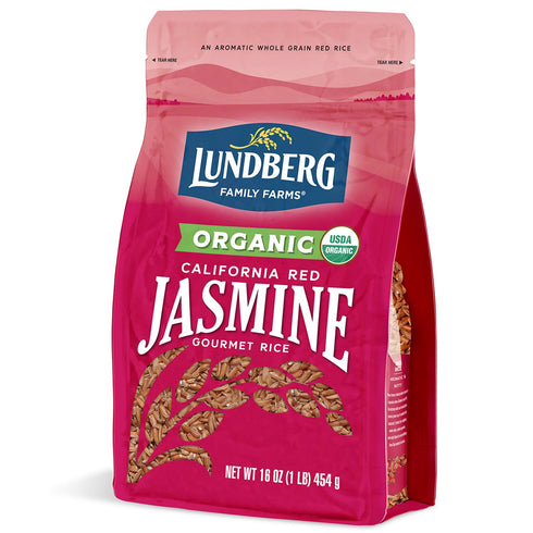 Lundberg Organic Red Jasmine Rice, Long Grain Red Rice - Non-Sticky, Fluffy