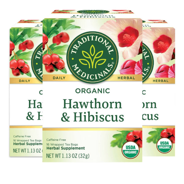 Traditional Medicinals Organic Hawthorn & Hibiscus Herbal Tea, Promotes Heart Health, (Pack