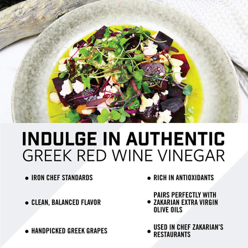 Zakarian 500 ml : Red Wine Vinegar - Made from Organic Greek Red Grapes - - Intense, Refined Flavor - Rich