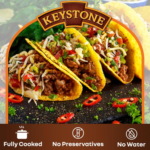 28 oz 5-Year Pack 3 Keystone Meats All Natural Heat and Serve Ground Beef Fully Cooked Canned Meat Ready to Eat Shelf