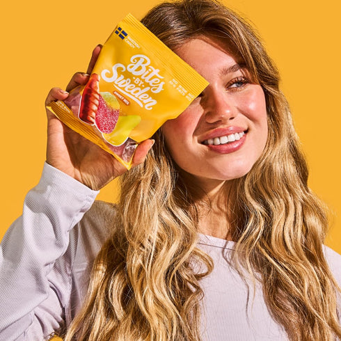 Bites By Sweden Gummy Red-40, 3.5oz, 12 Swedish Candy Mix, Candy, No Trans Fat, No No High Fructose Corn Syrup, Bags