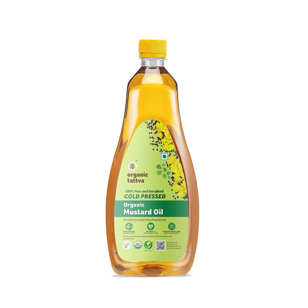 Organic Tattva Cold Pressed Mustard Oil (1 Litre) - Fresh Unrefined Organic